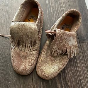 Vans x Seea Leather Mohikan Fringe Moccasin with Gold Splatter Size 8